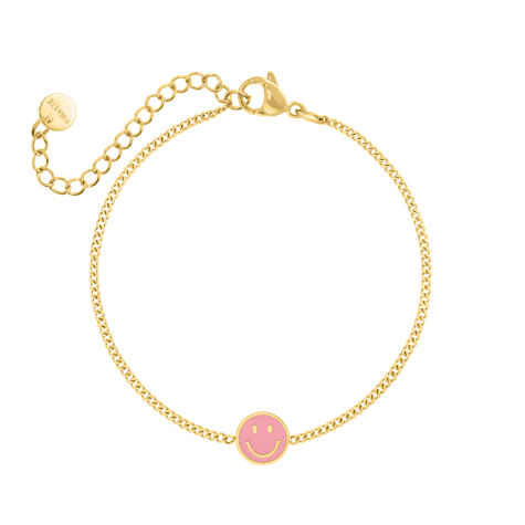 Smiley bracelet pink goldplated