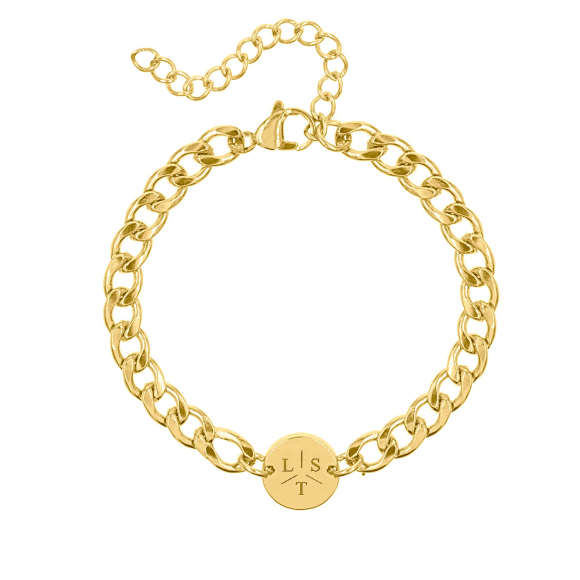 helpen Schaap noorden Armband Chunky 3 initials goud | Letter armband | Finaste.nl
