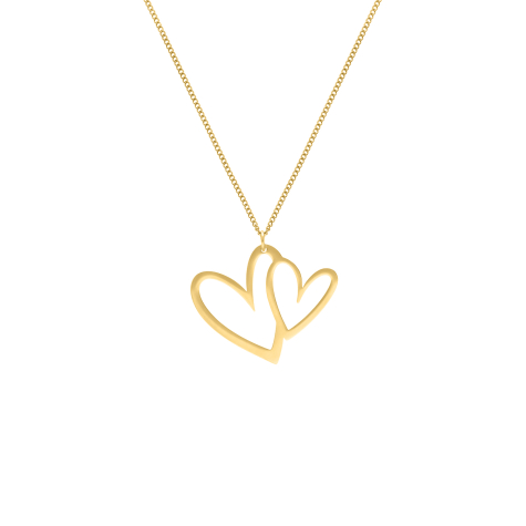 Statement necklace double heart goldplated