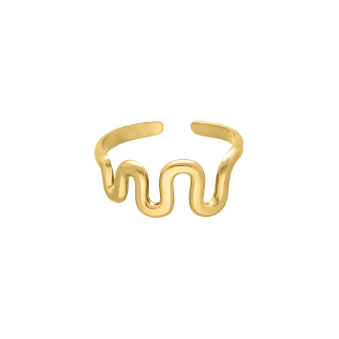 Verstelbare ring met golven goudkleurig