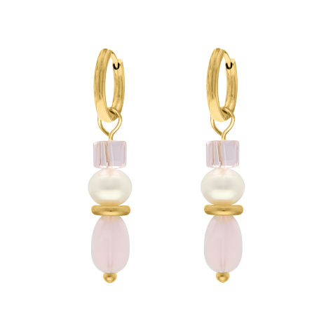 Trendy stone earrings goudkleurig