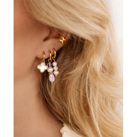 Trendy stone earrings goudkleurig