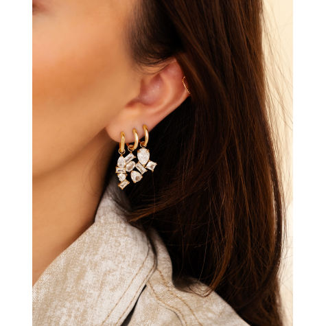 Triple gem earrings goldplated