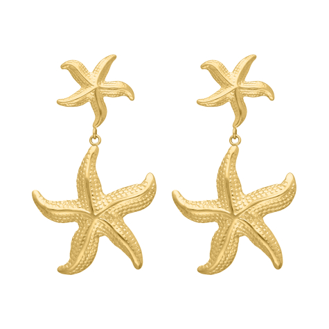 Dubbele zeester oorbellen goudkleurig