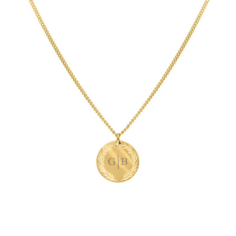 Coin necklace 2 initials goldplated