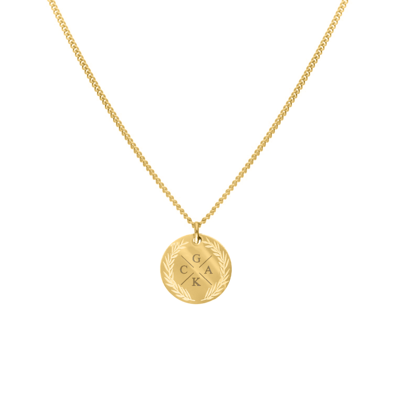 Coin necklace 4 initials goldplated