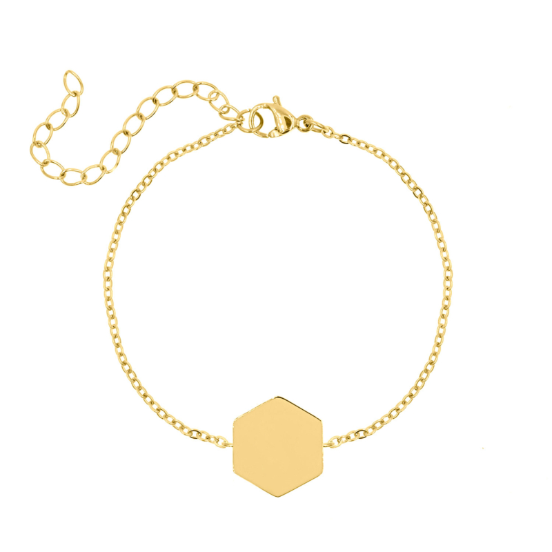 Bedel armband hexagon goudkleurig