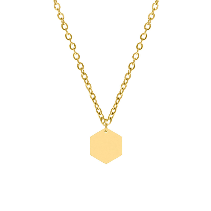 Ketting met hexagon bedel goudkleurig