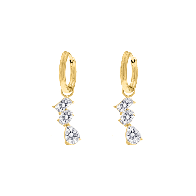 Triple gem earrings goldplated