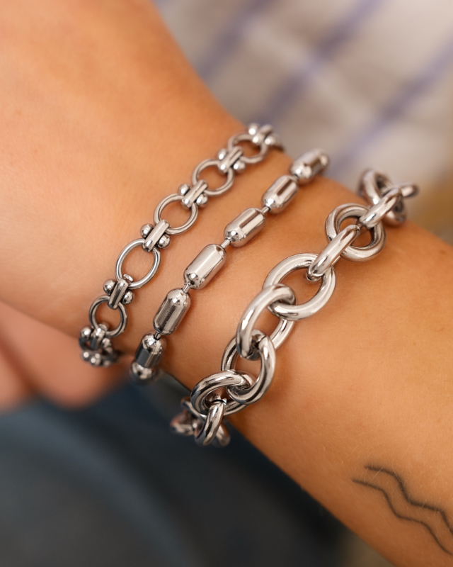 Zilveren armbanden mix met chains