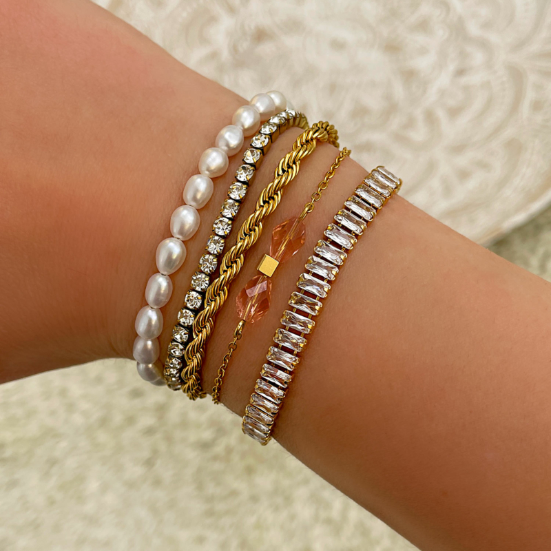 Armparty pearls en tennis goud