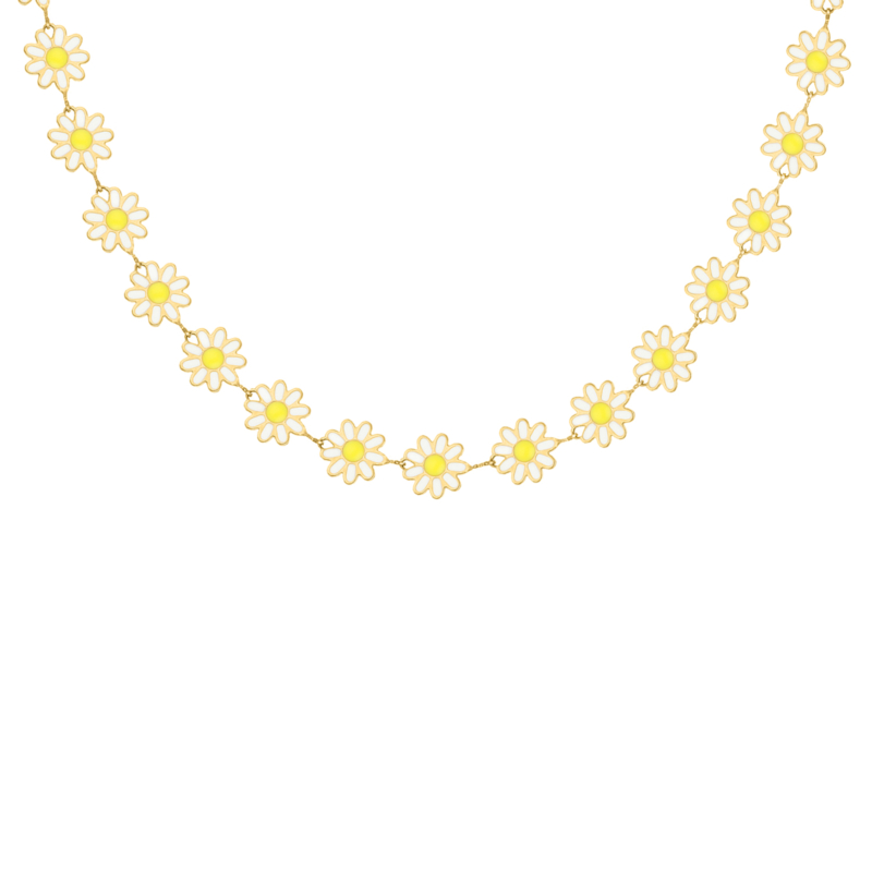 Bijou bloom necklace white goldplated