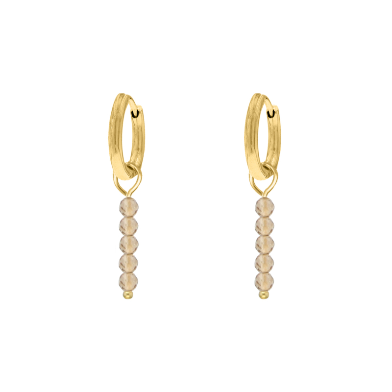 Oorbellen champagne beads goudkleurig