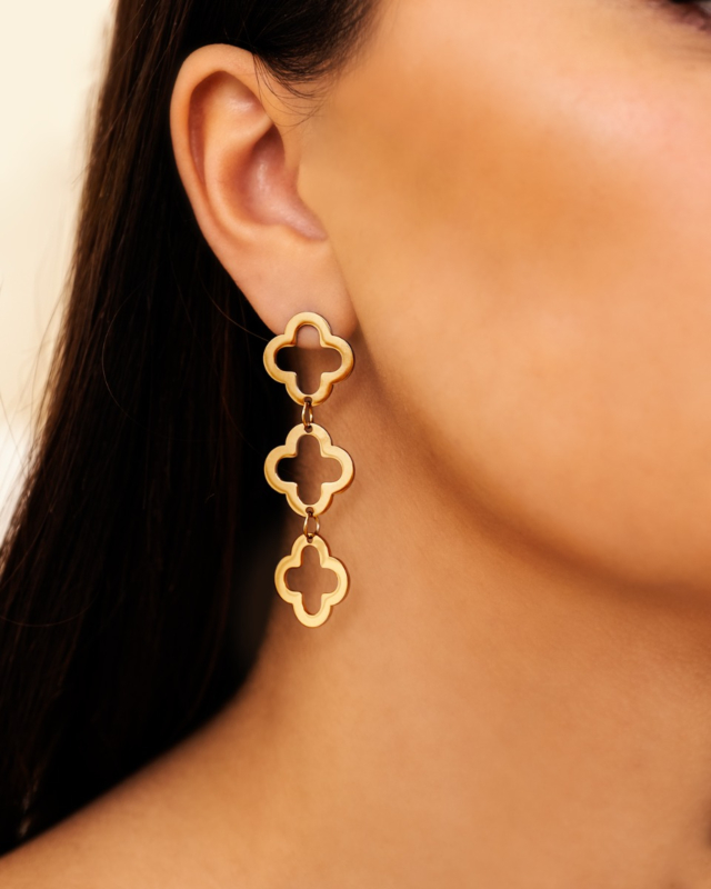 Triple clover earrings goldplated