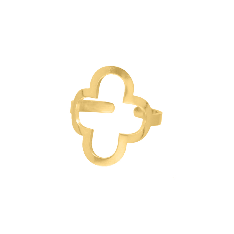 Open clover ring goudkleurig