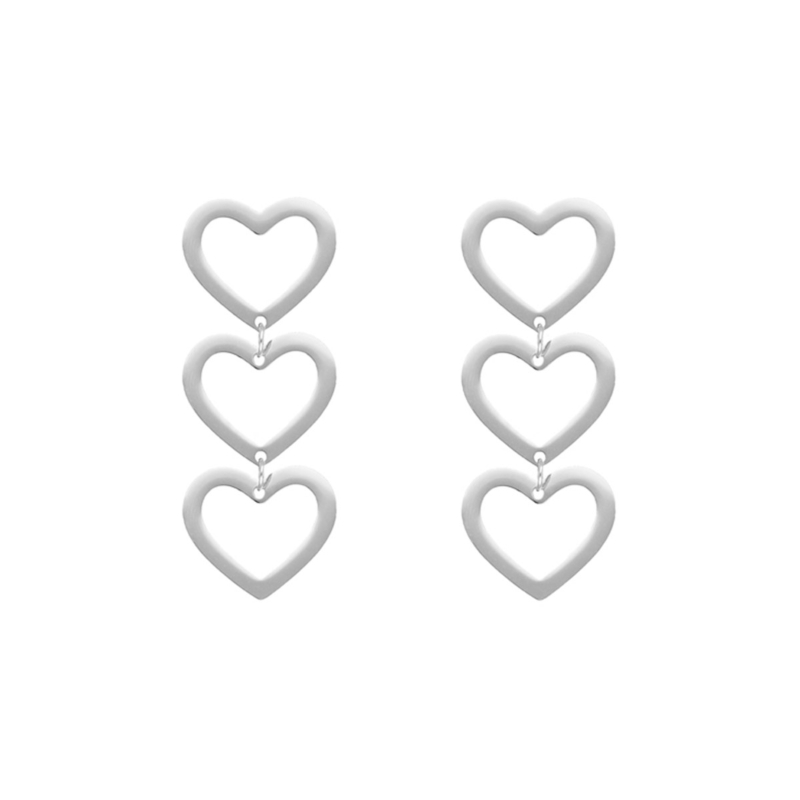 Triple open heart earrings