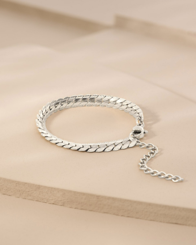 Zilveren chain armband