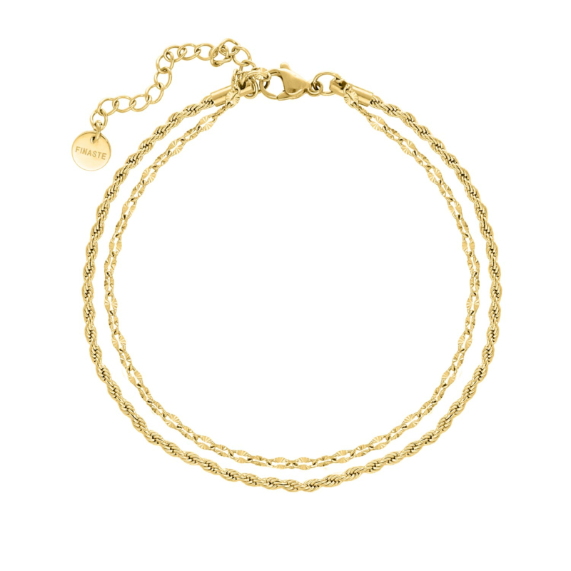 Enkelbandje double chain goud kleurig