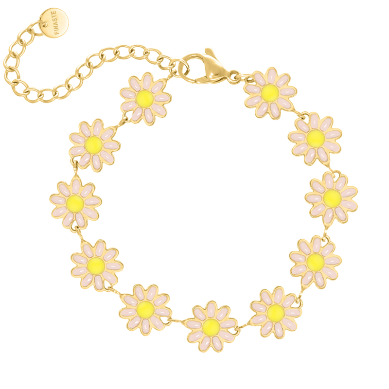 Bijou bloom anklet pink goldplated