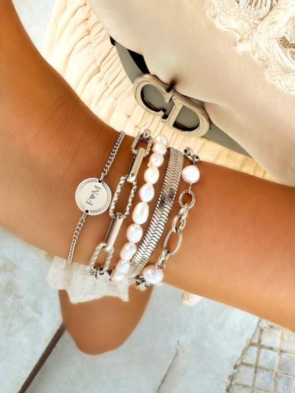 Zilveren armbanden mix met parels