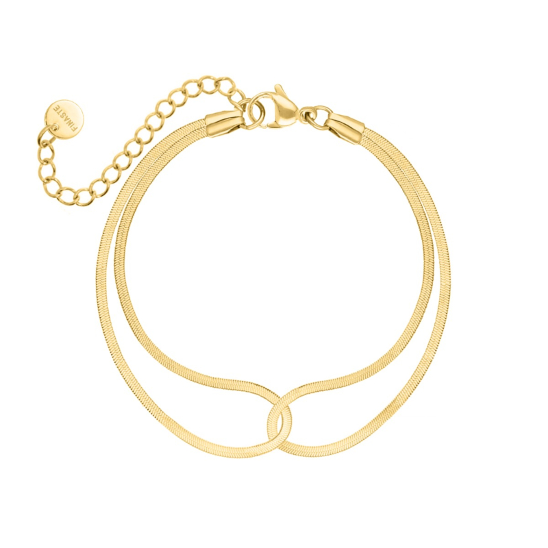 Snake armband linked chains goudkleurig