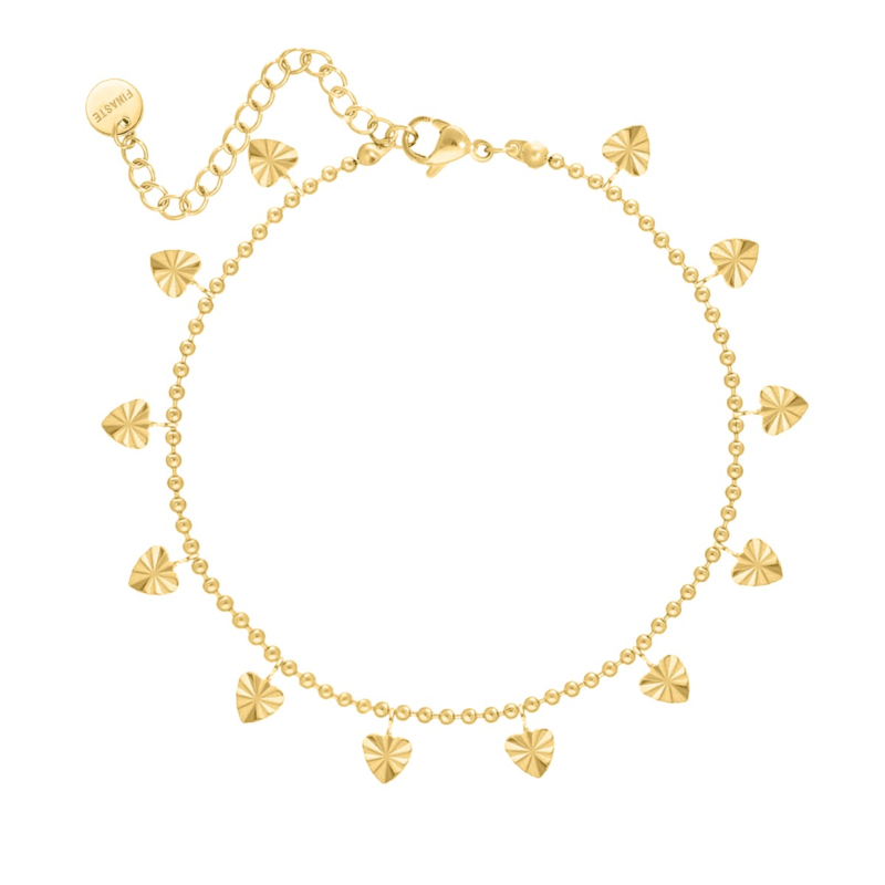 gouden bolletjes armband met hartjes