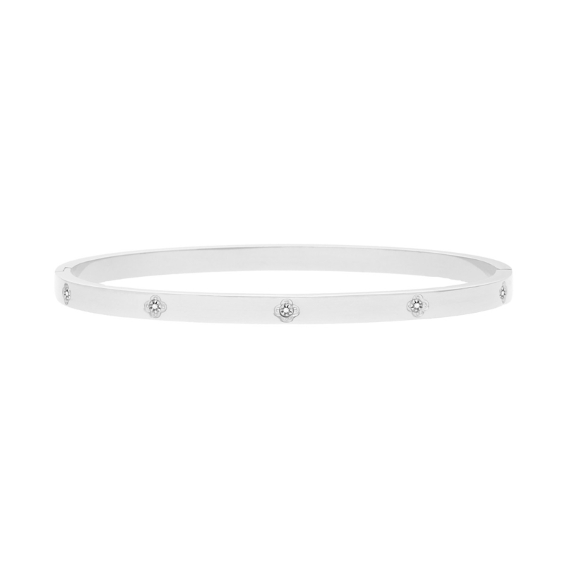 Zilveren bangle met steentjes met sieradendoosje