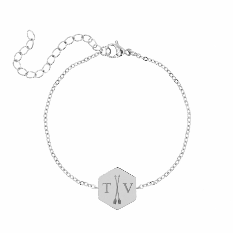 Bedelarmband 2 letters zilver