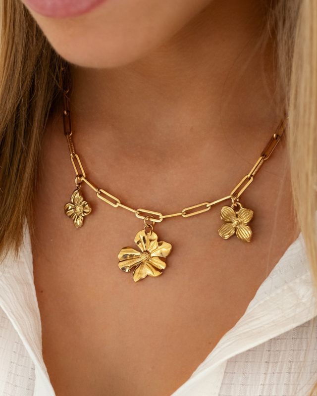 Gouden bloemen ketting