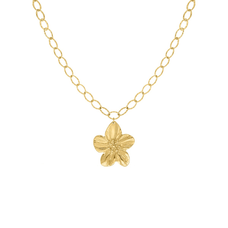 gouden chain ketting met bloem bedel