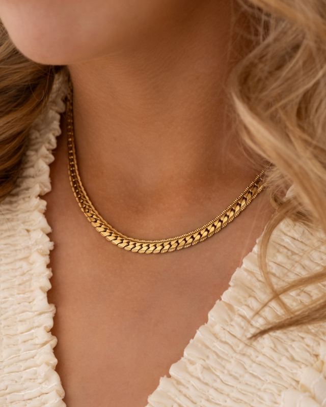 gouden platte vintage chain ketting