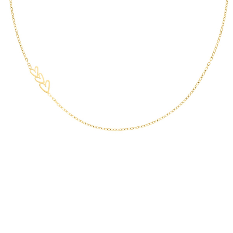 Gouden triple hearts ketting