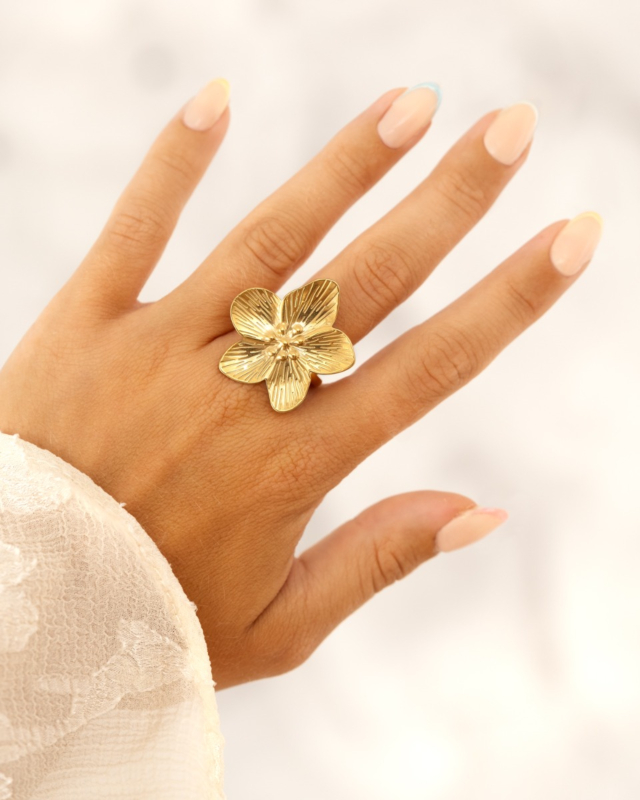 gouden bloem ring