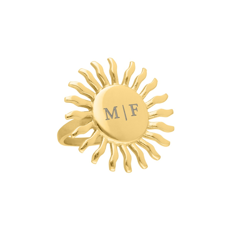 Gouden zon ring met gravering