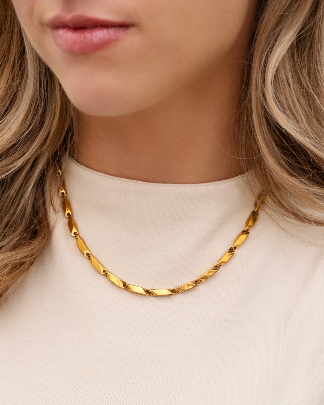 Geometric chain ketting in het goud