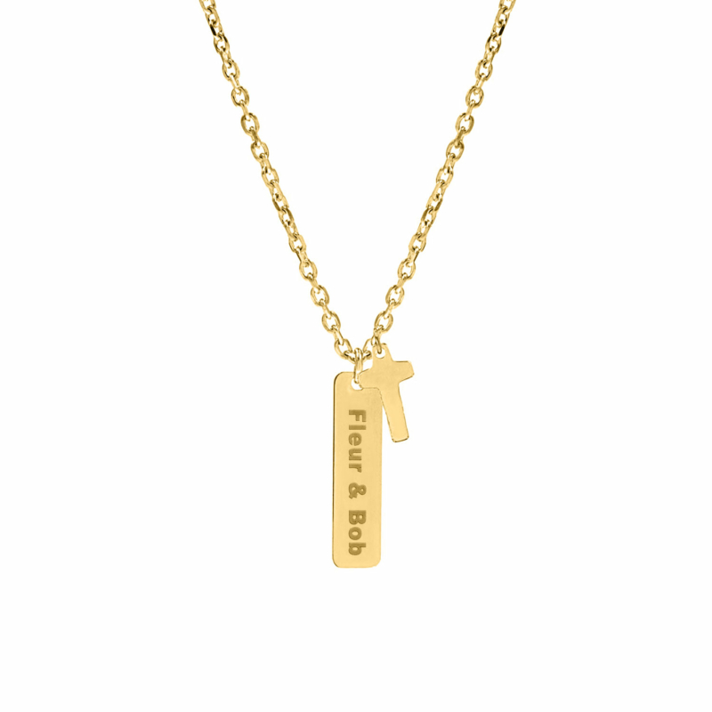 Gouden gepersonaliseerde ketting voor hem kruisje