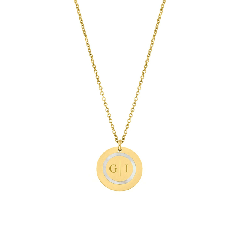 Ketting 2 initials parelmoer kleur goud