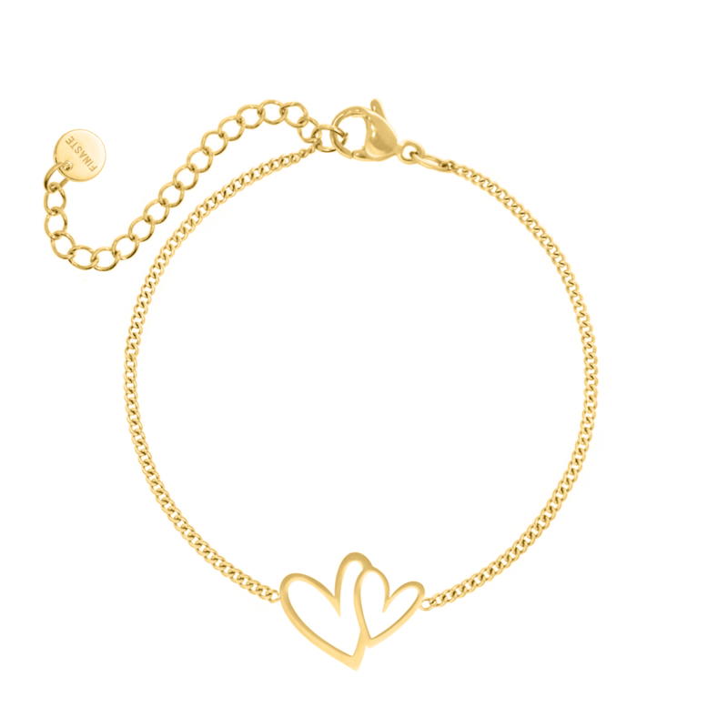 Double love heart bracelet goldplated