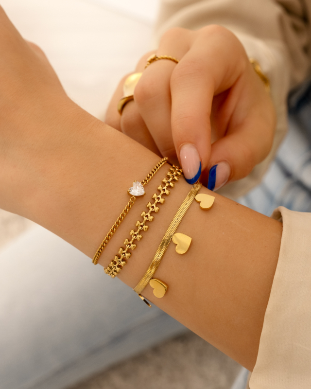 Gouden hartjes armbanden mix