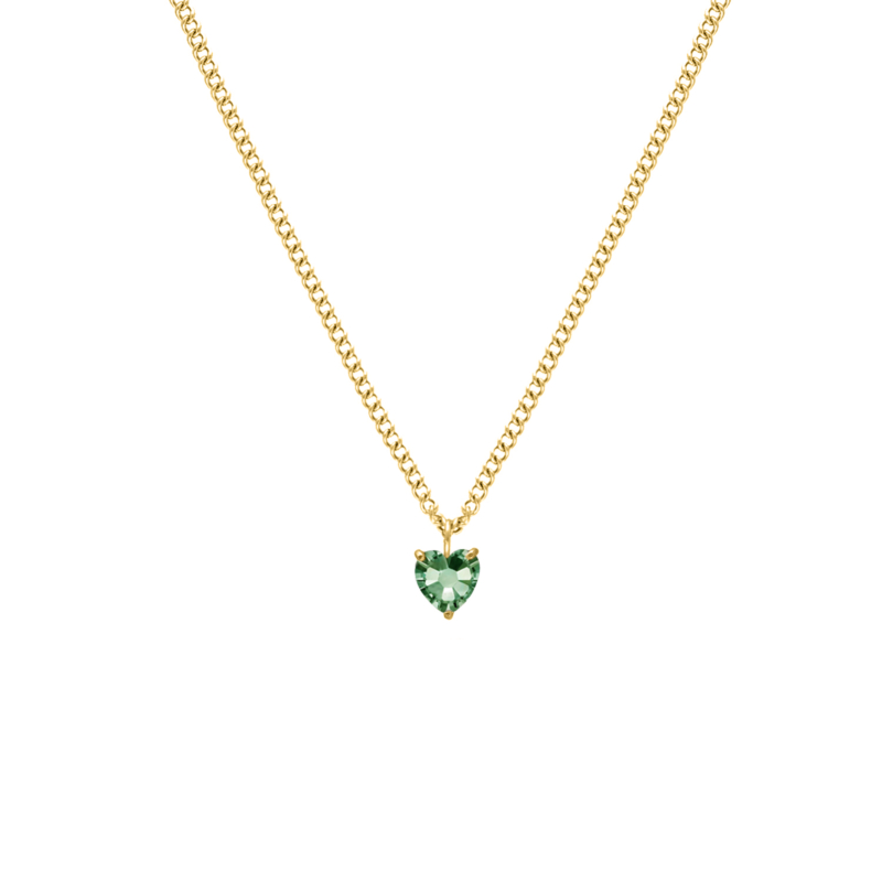 Birthstone heart ketting goldplated