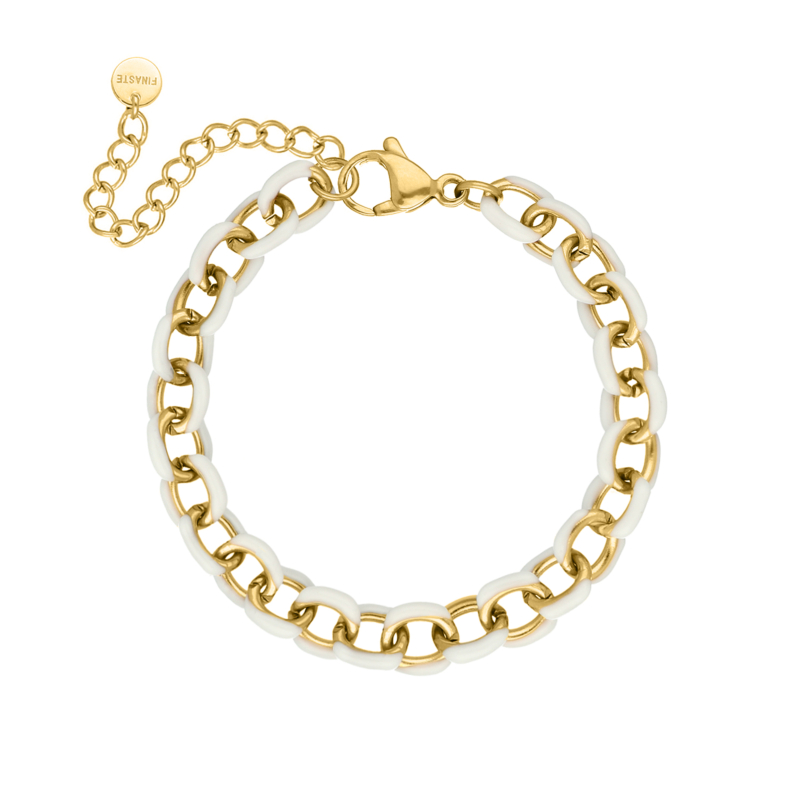 White chain bracelet goudkleurig