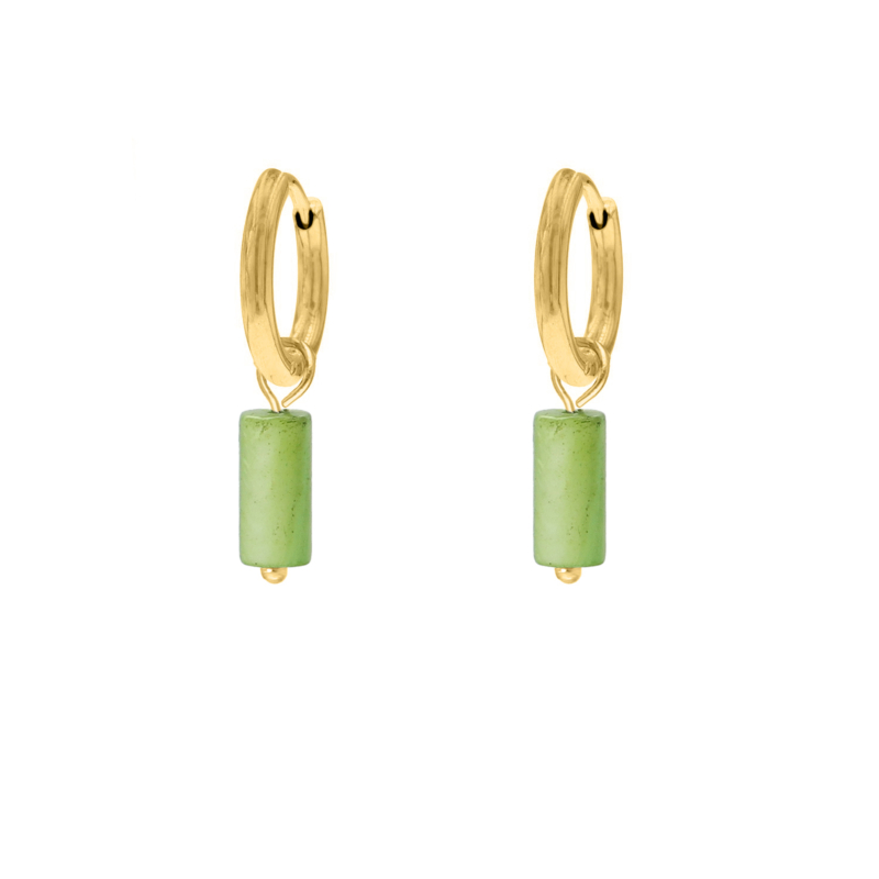 Green shell earrings goldplated