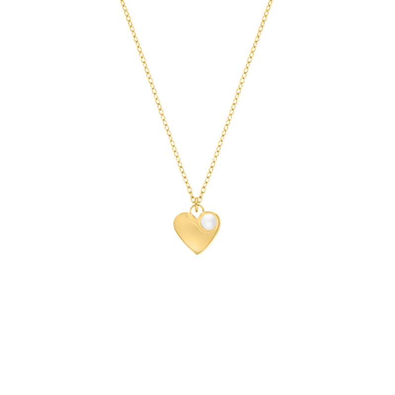 Heart & pearl necklace goldpated