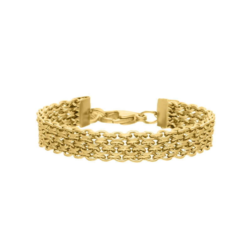 Platte armband mesh goud kleurig