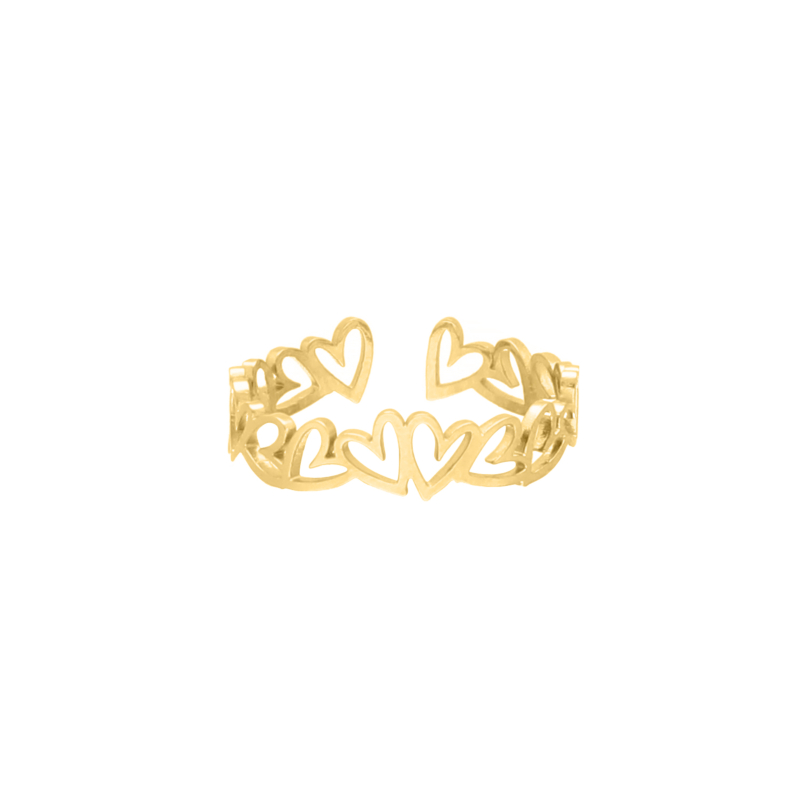 Ring open hearts goldplated