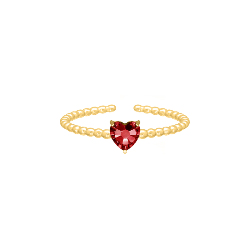 Birthstone heart ring goldplated