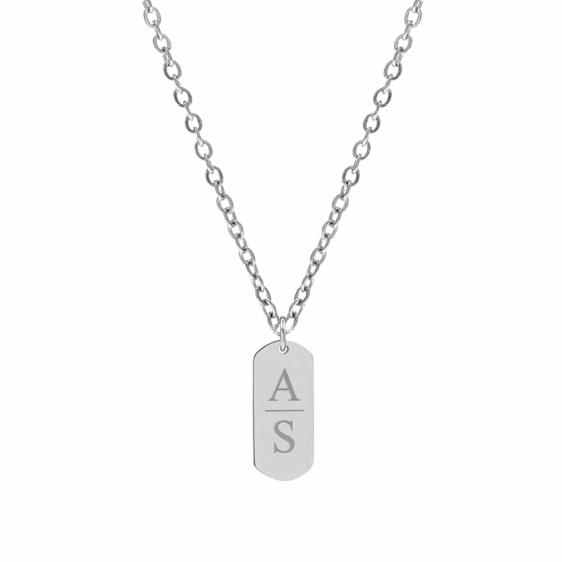 Graveerbare Bar Ketting 2 Letters 