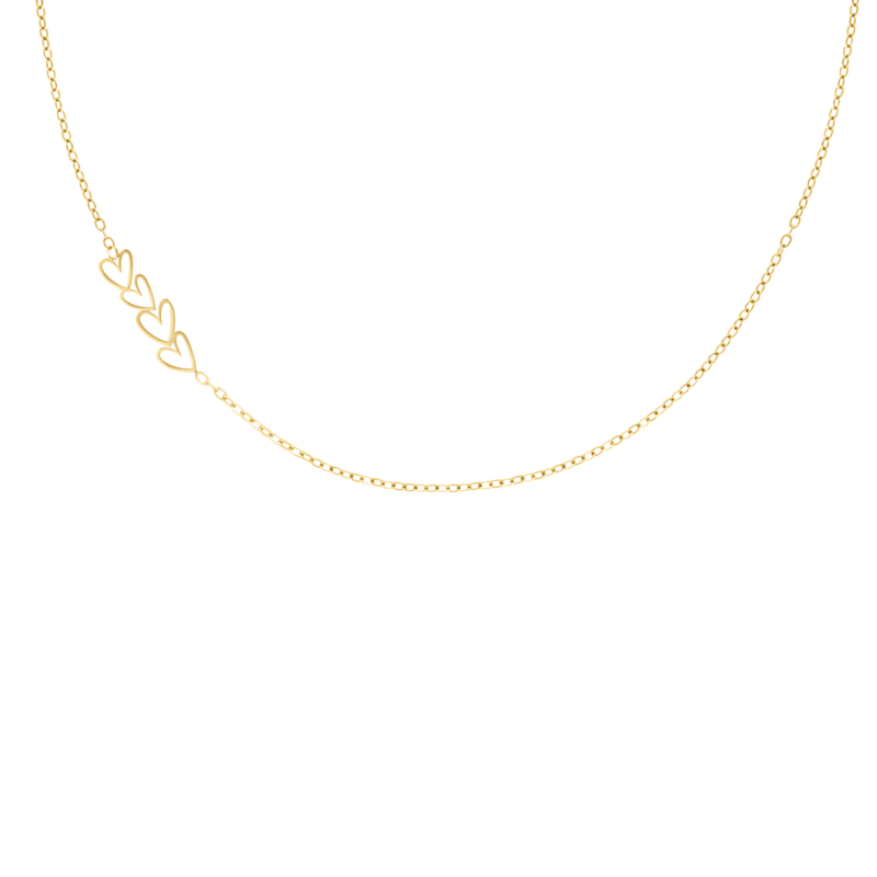 Ketting sideway love hearts goldplated