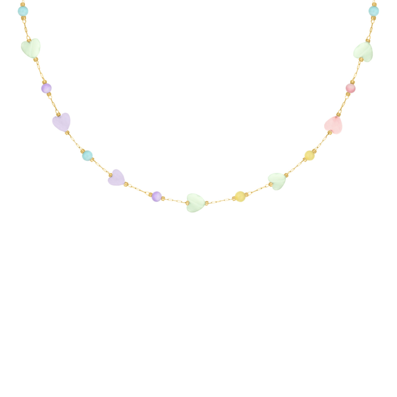 Ketting met hartjes summer mix goudkleurig