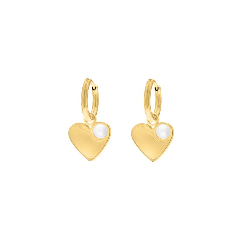 Heart & pearl earrings goldplated